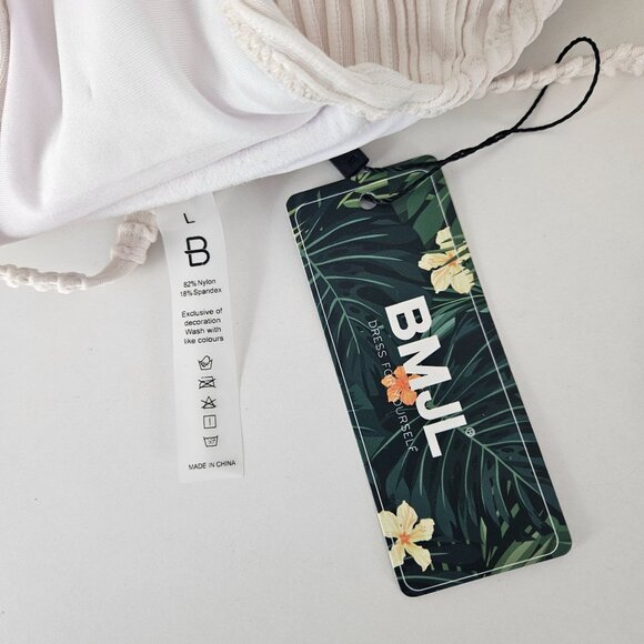 BMJL Womens Large Swimsuit High Waisted V Neck Bikini Set Beige Beach Vacation - Picture 7 of 8